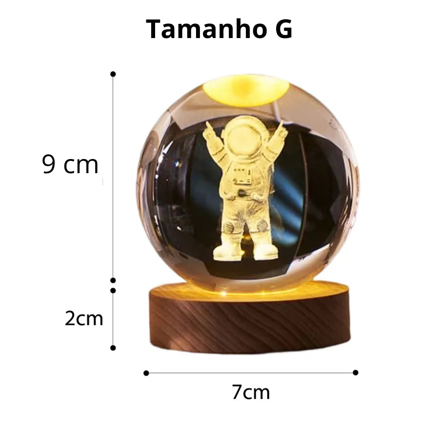 Luminária 3D Esfera de Cristal 🪐
