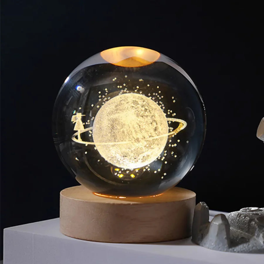 Luminária 3D Esfera de Cristal 🪐