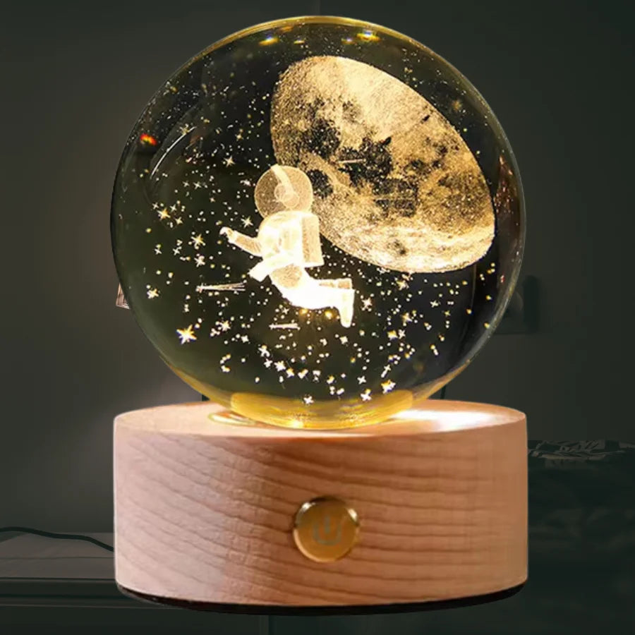 Luminária 3D Esfera de Cristal 🪐