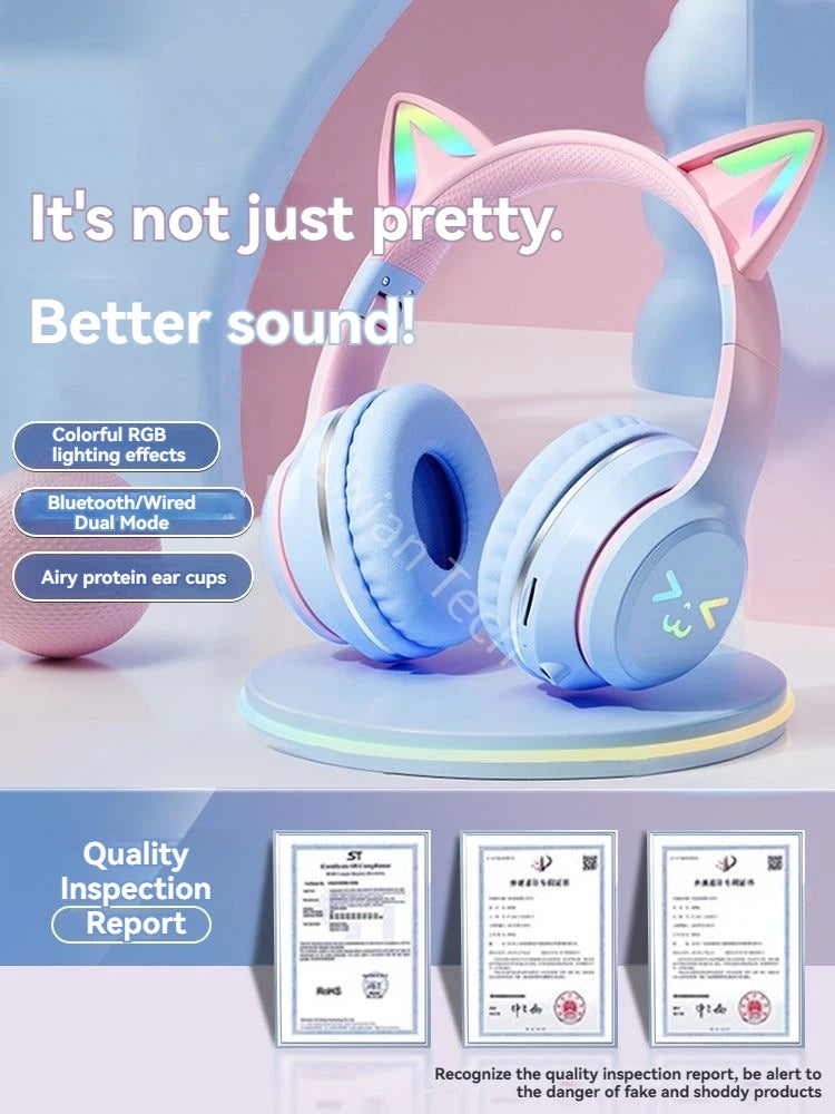 Fones Sem Fio Cat Ear RGB 🐱