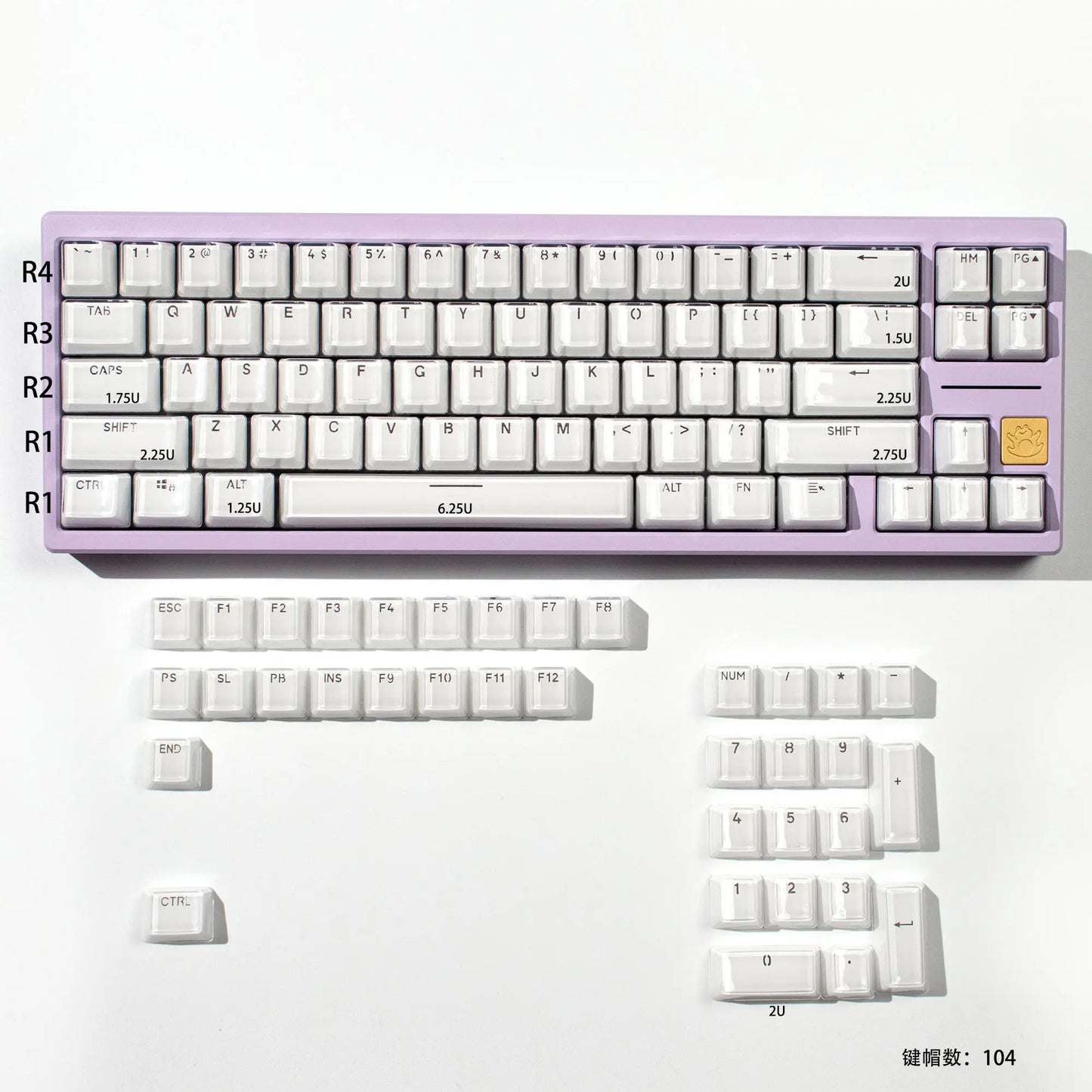 Teclado Jelly Rosa & Branco 123 Teclas 🍓