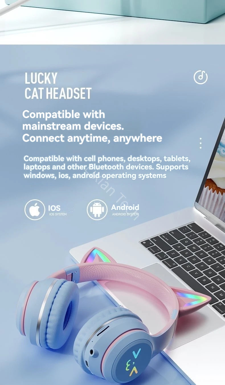 Fones Sem Fio Cat Ear RGB 🐱