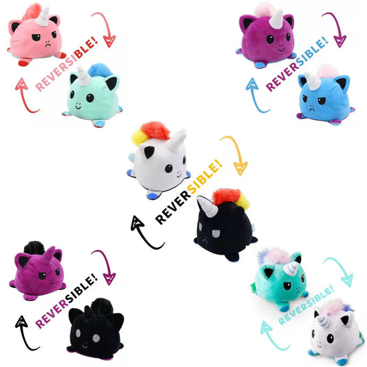 Boneco de Pelúcia Reversível 3 em 1 🐱🐢🦄