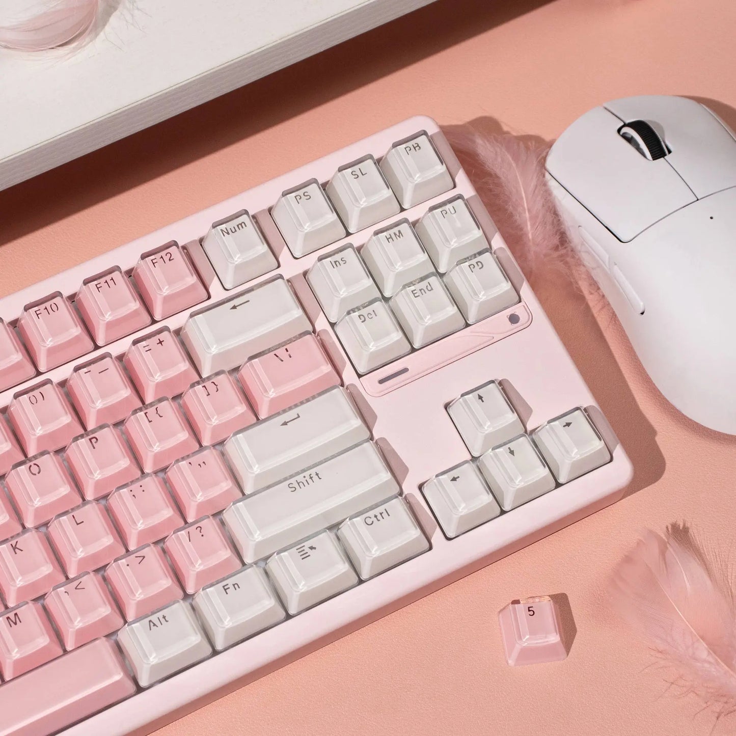 Teclado Jelly Rosa & Branco 123 Teclas 🍓