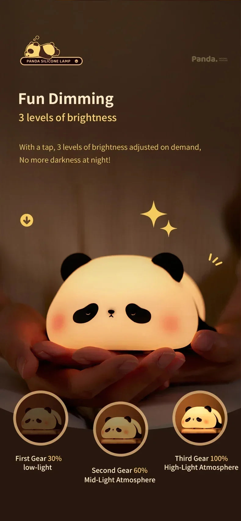 Luminária Panda Kawaii em Silicone 🐼