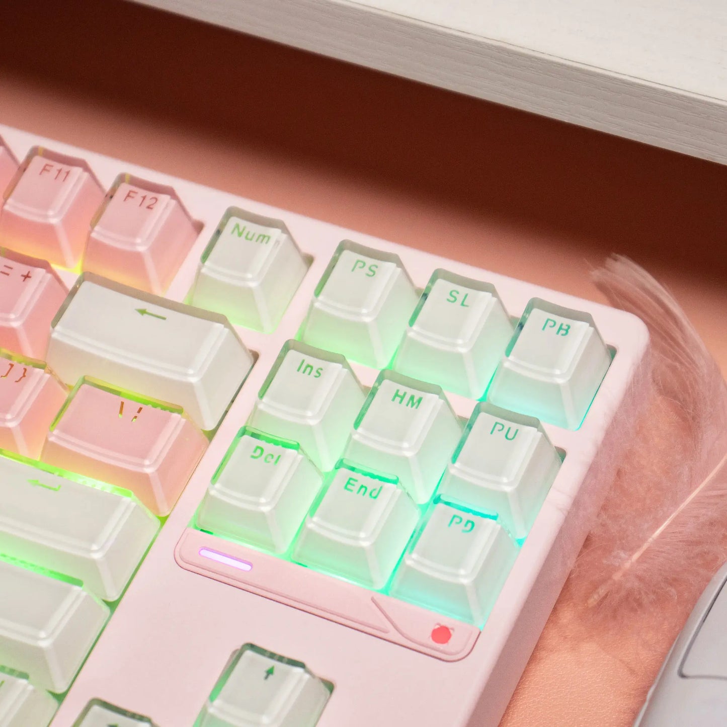 Teclado Jelly Rosa & Branco 123 Teclas 🍓
