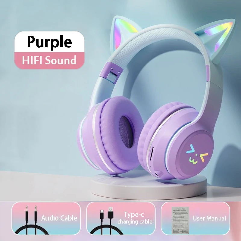 Fones Sem Fio Cat Ear RGB 🐱