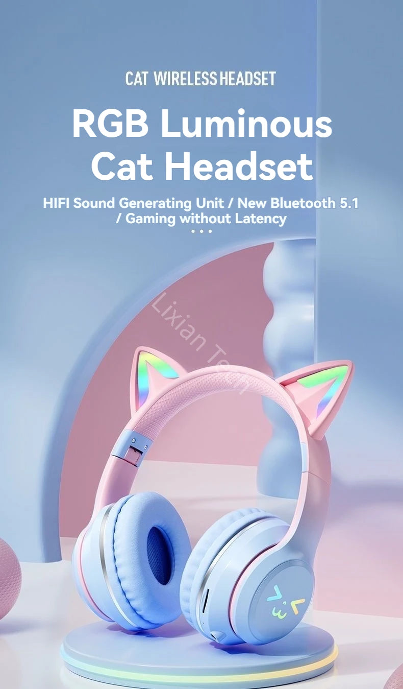 Fones Sem Fio Cat Ear RGB 🐱