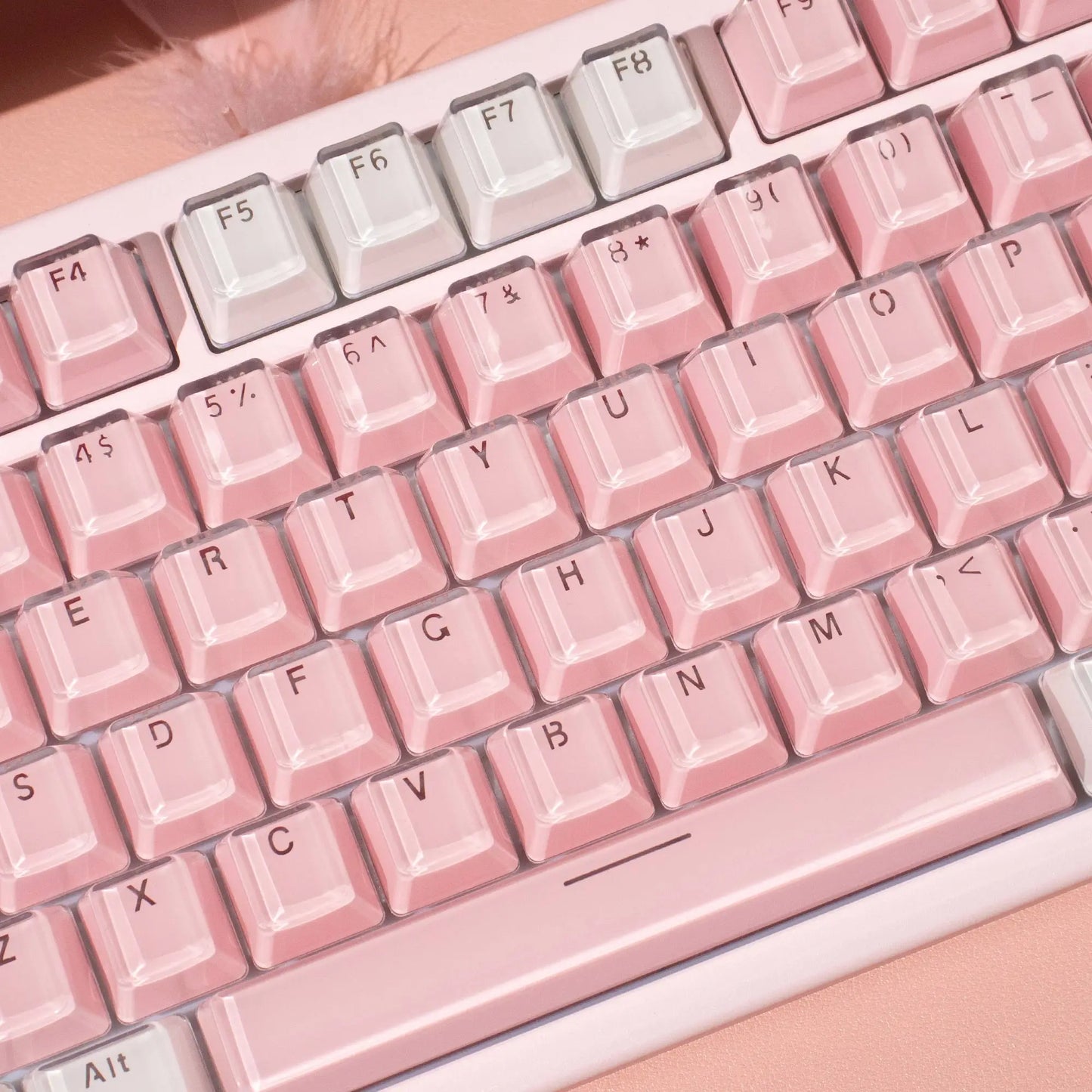 Teclado Jelly Rosa & Branco 123 Teclas 🍓
