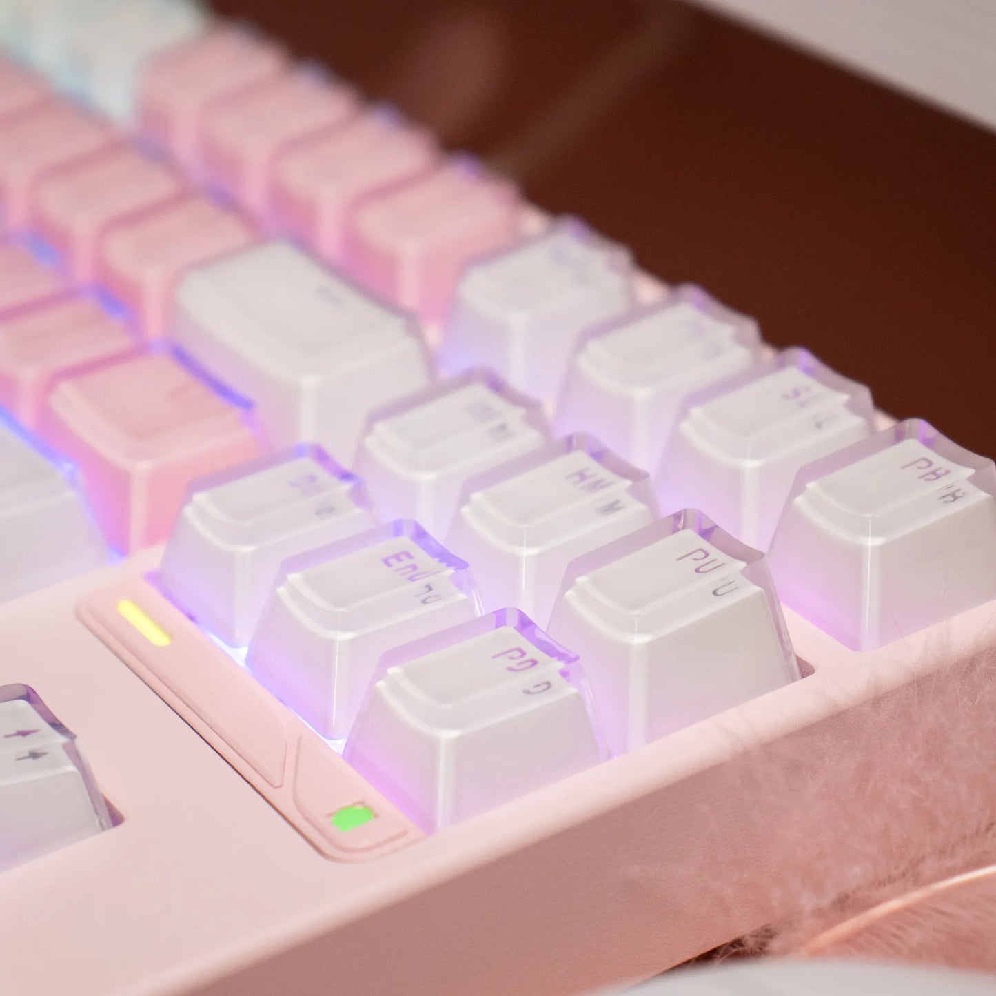 Teclado Jelly Rosa & Branco 123 Teclas 🍓