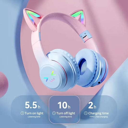 Fones Sem Fio Cat Ear RGB 🐱