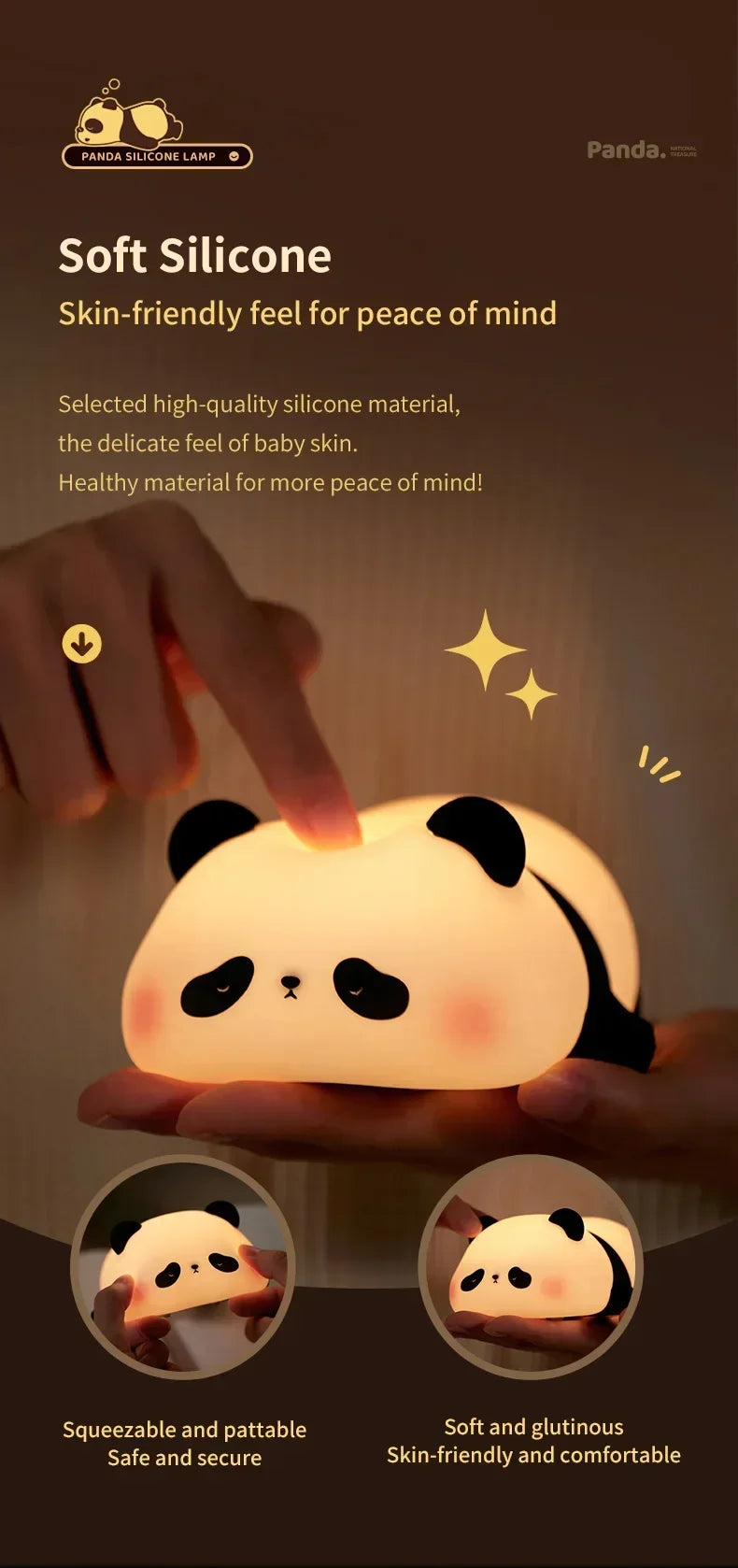 Luminária Panda Kawaii em Silicone 🐼
