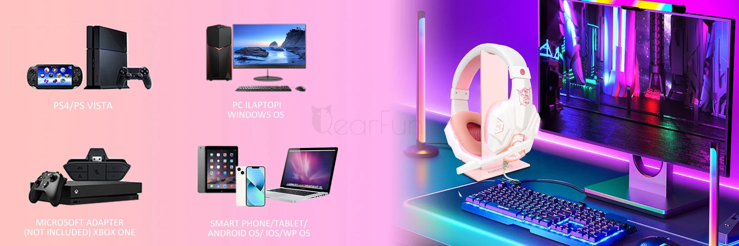 Headset Gamer Rosa 🎀