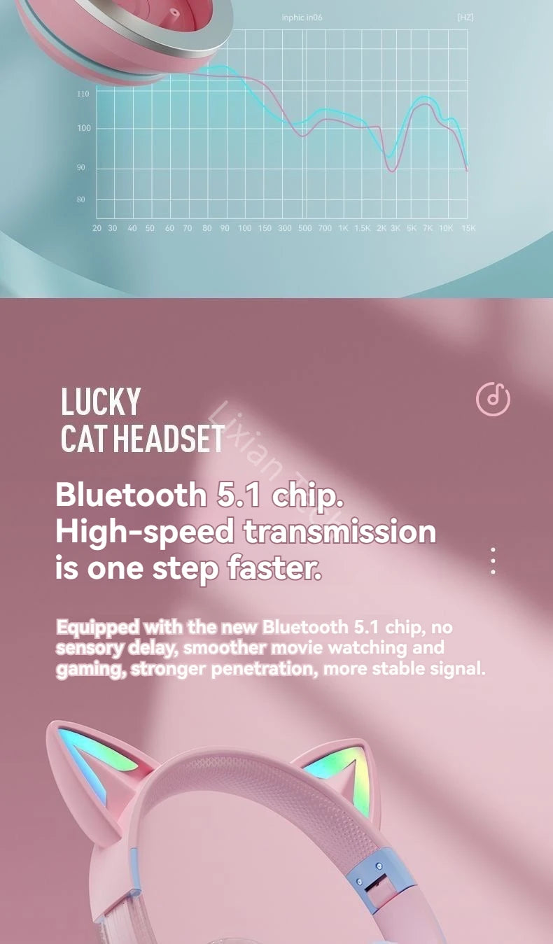 Fones Sem Fio Cat Ear RGB 🐱