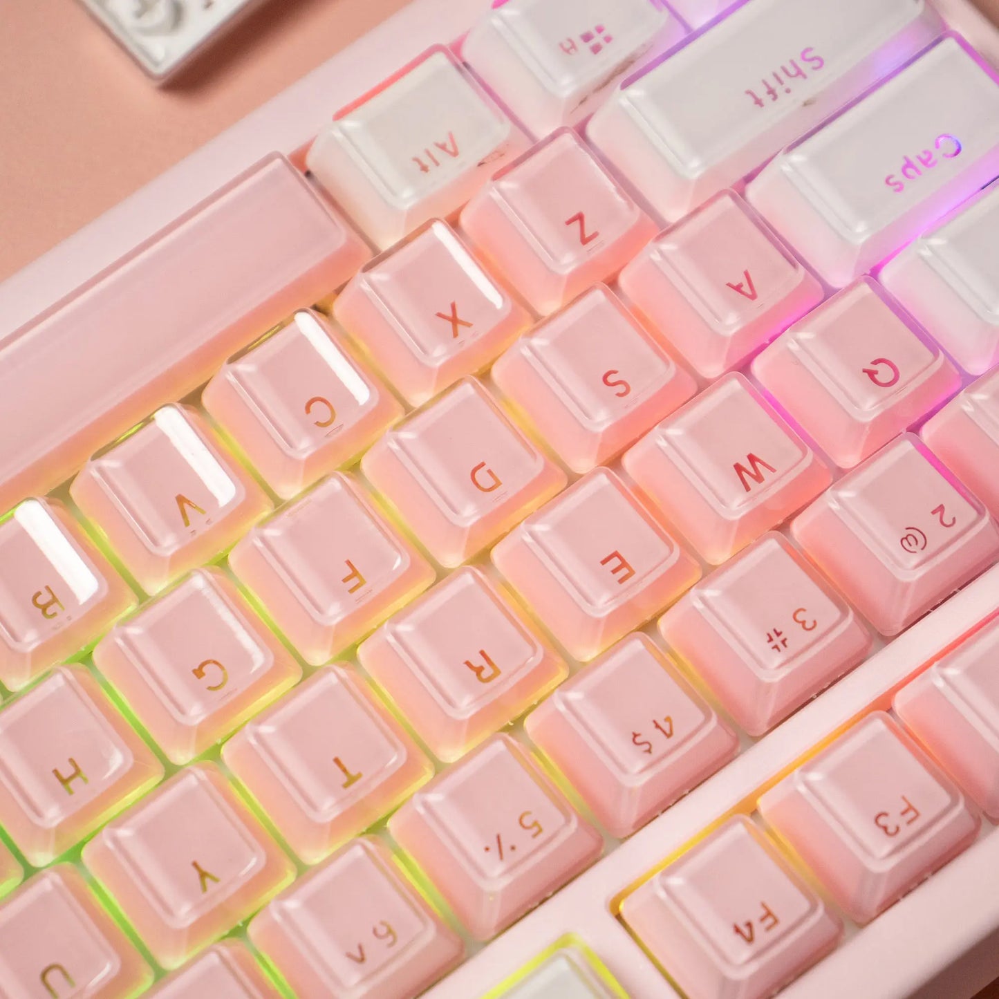Teclado Jelly Rosa & Branco 123 Teclas 🍓