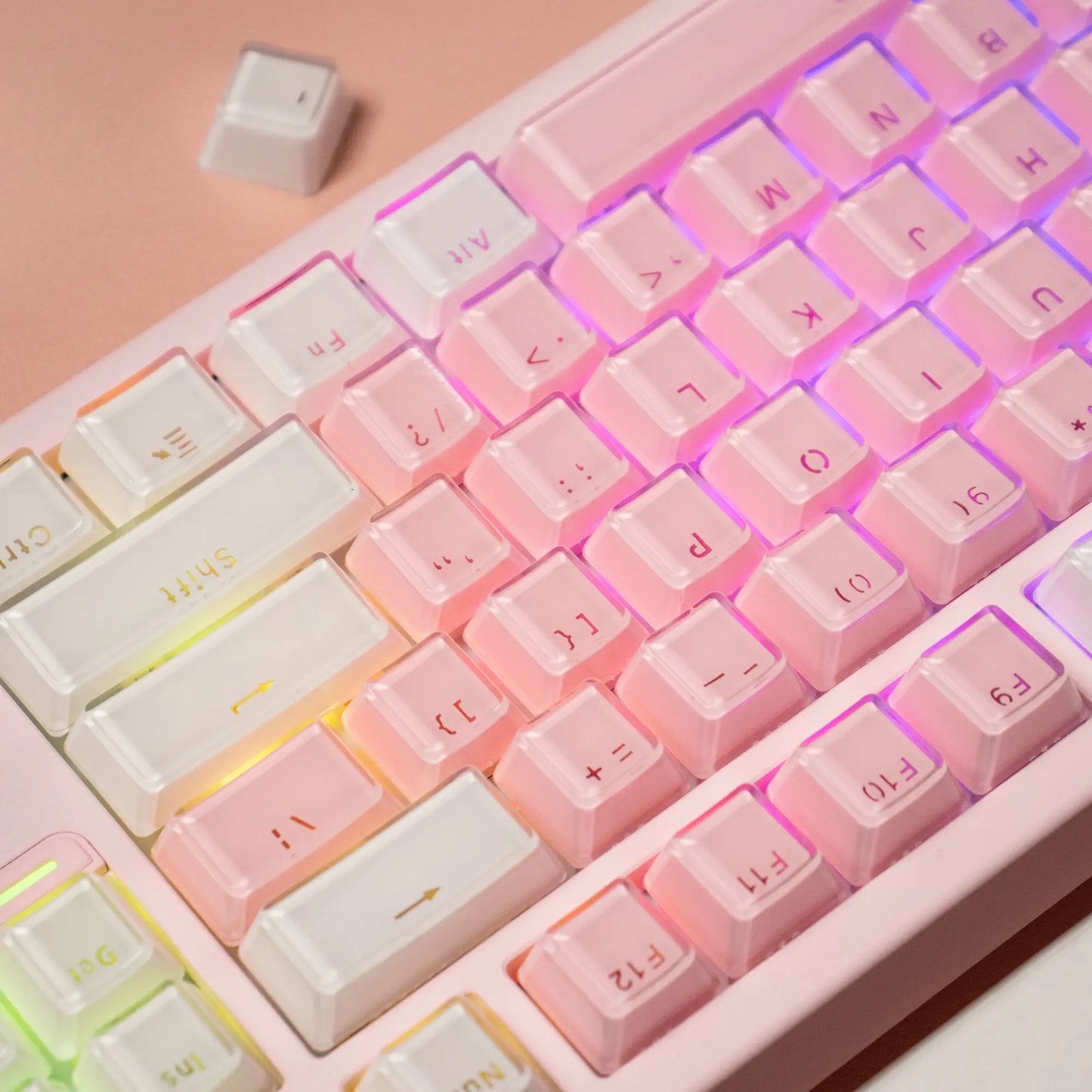 Teclado Jelly Rosa & Branco 123 Teclas 🍓