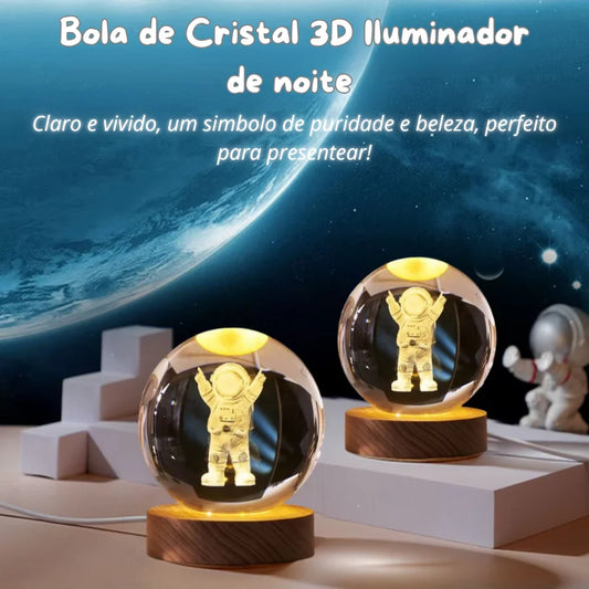 Luminária 3D Esfera de Cristal 🪐