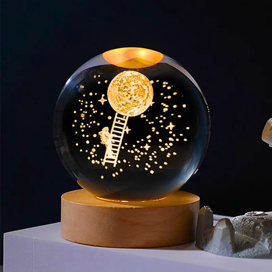 Luminária 3D Esfera de Cristal 🪐
