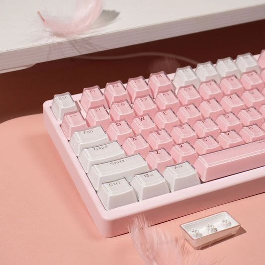 Teclado Jelly Rosa & Branco 123 Teclas 🍓