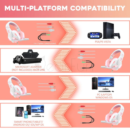 Headset Gamer Rosa 🎀