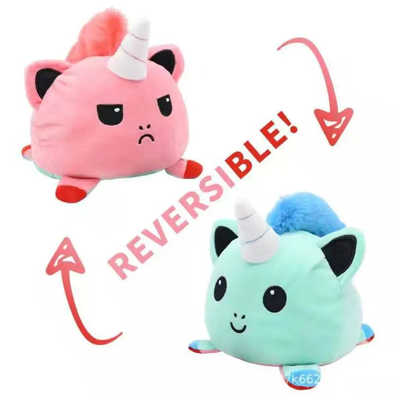 Boneco de Pelúcia Reversível 3 em 1 🐱🐢🦄