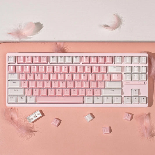 Teclado Jelly Rosa & Branco 123 Teclas 🍓