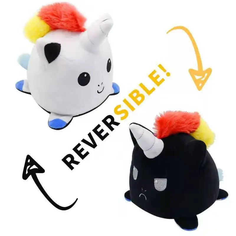 Boneco de Pelúcia Reversível 3 em 1 🐱🐢🦄
