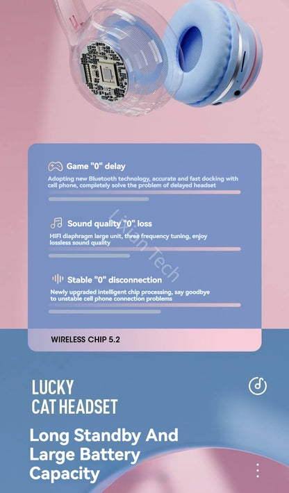 Fones Sem Fio Cat Ear RGB 🐱