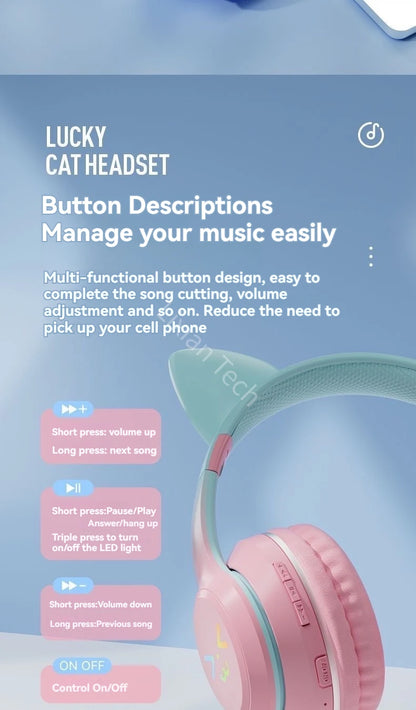 Fones Sem Fio Cat Ear RGB 🐱