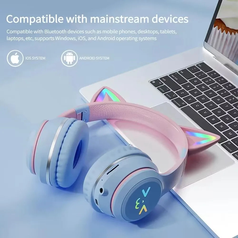 Fones Sem Fio Cat Ear RGB 🐱