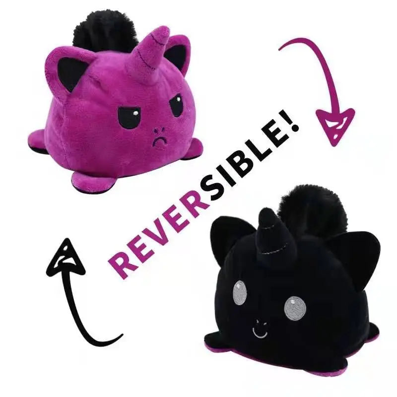 Boneco de Pelúcia Reversível 3 em 1 🐱🐢🦄