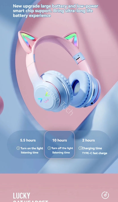 Fones Sem Fio Cat Ear RGB 🐱